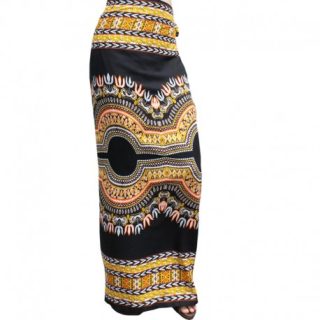 Flowing black and yellow Dashiki skirt