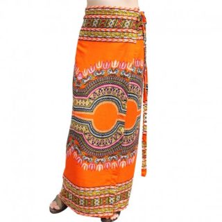 Flowing Orange Dashiki Skirt