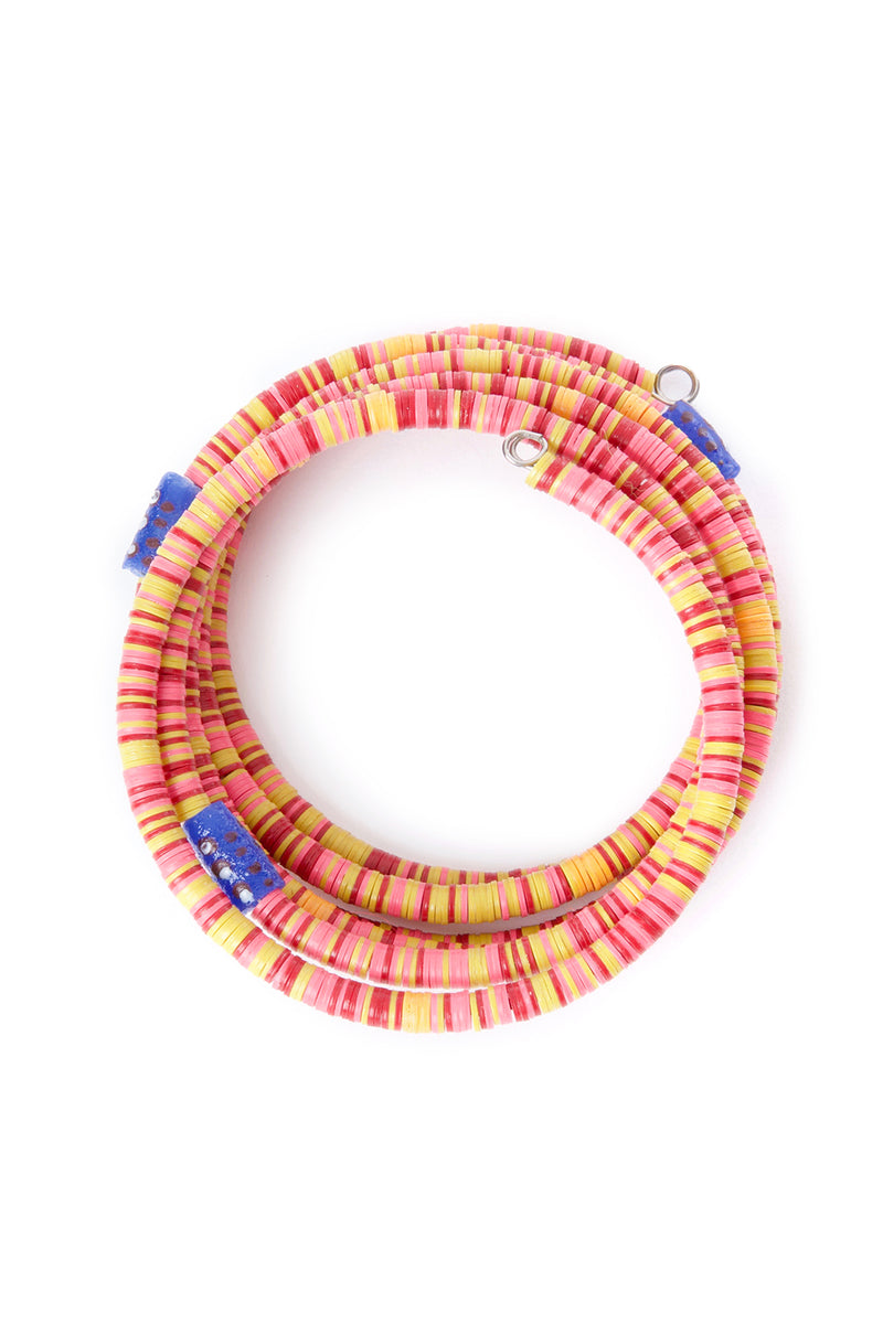 Ghanaian Citrus Splash Phono Disc Coil Bracelet 1 Ghanaian Citrus Splash Phono Disc Coil Bracelet
