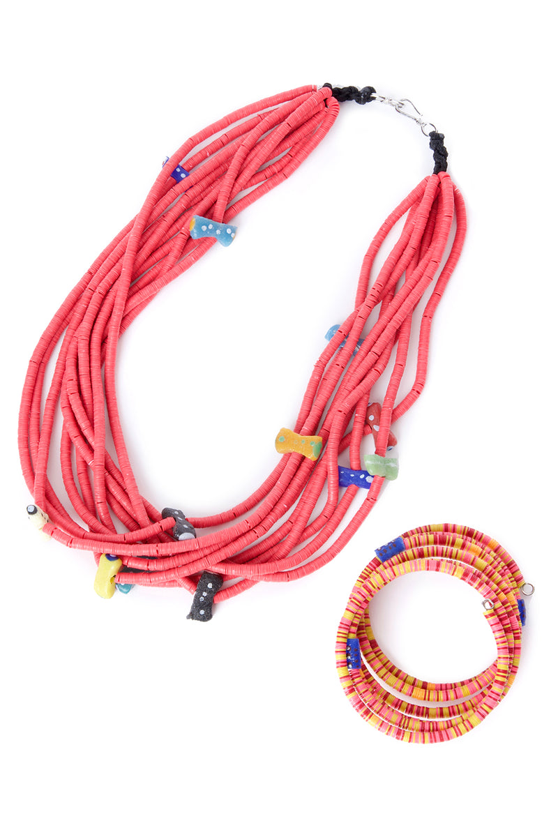 Ghanaian Citrus Splash Phono Disc Coil Bracelet 2 Ghanaian Citrus Splash Phono Disc Coil Bracelet