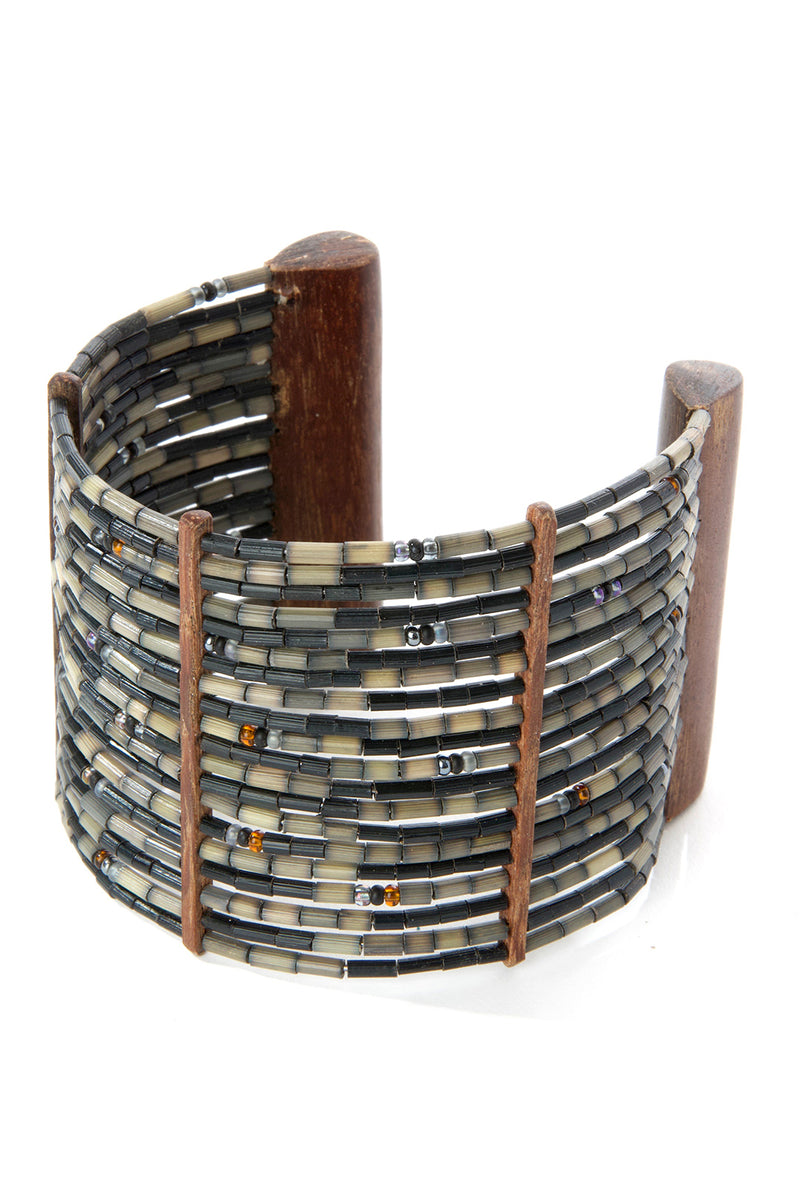 Great Migration Zulugrass & Acacia Wood Cuff Bracelet 1 Great Migration Zulugrass & Acacia Wood Cuff Bracelet