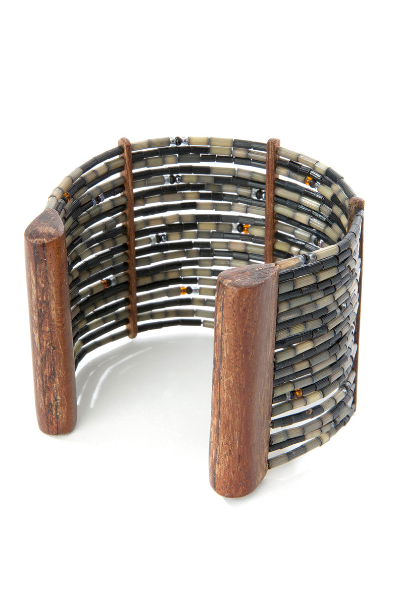 Great Migration Zulugrass & Acacia Wood Cuff Bracelet 2 Great Migration Zulugrass & Acacia Wood Cuff Bracelet