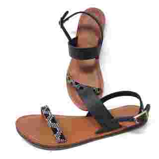 Handmade African Leather Beaded Maasai Sandals , Traditional African Slippers
