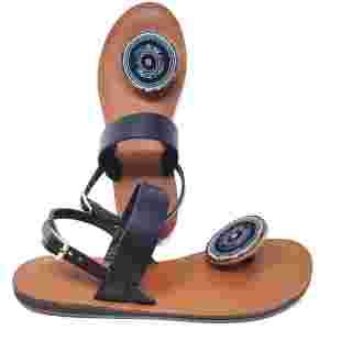 Handmade African Leather Beaded Maasai Sandals , Traditional African Slippers