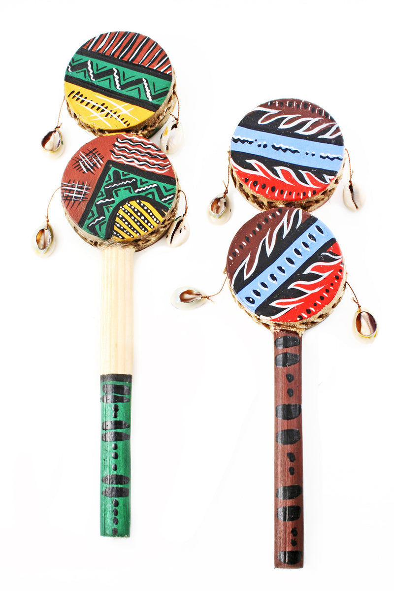 Handpainted Leather Small Double Spin Drum 1 Handpainted Leather Small Double Spin Drum