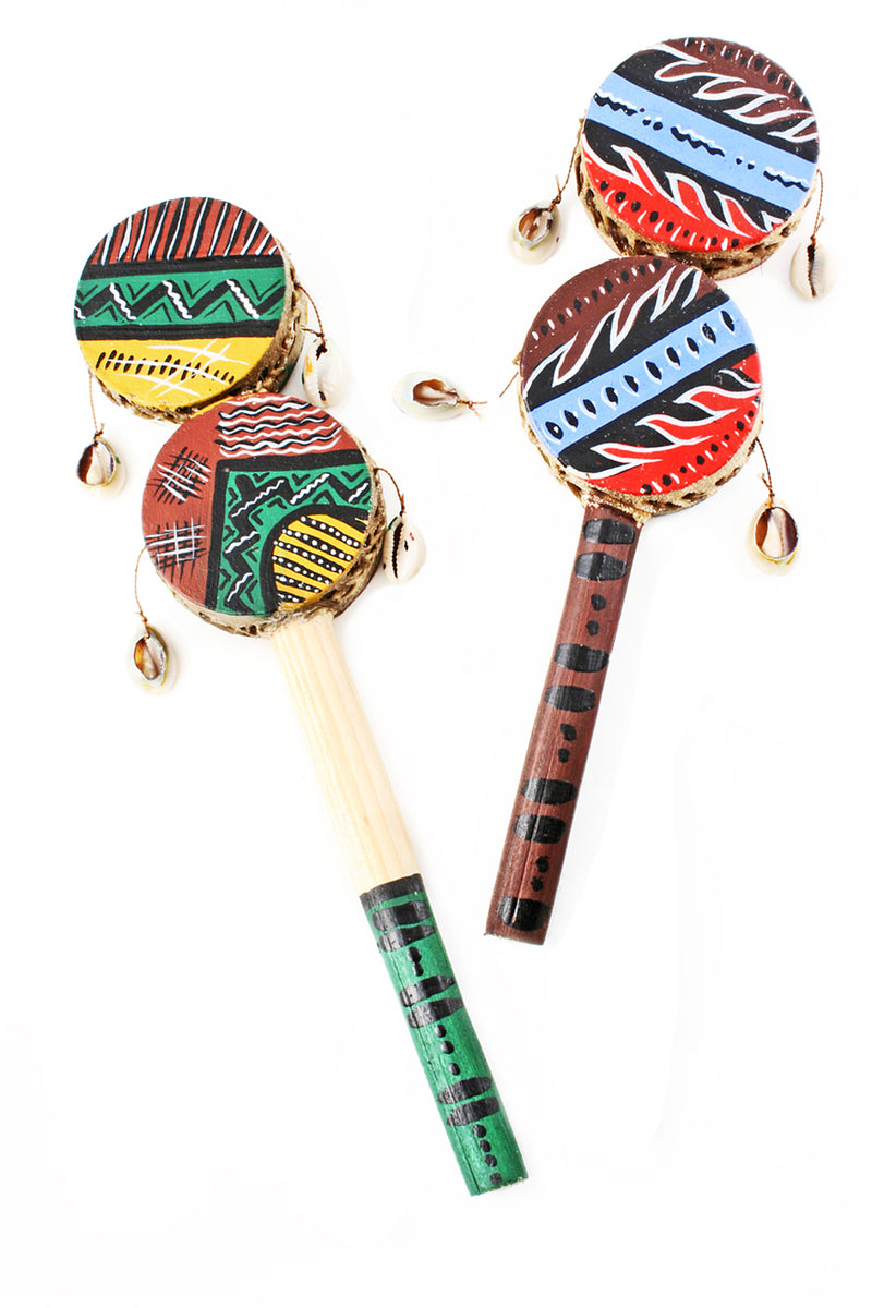 Handpainted Leather Small Double Spin Drum 2 Handpainted Leather Small Double Spin Drum