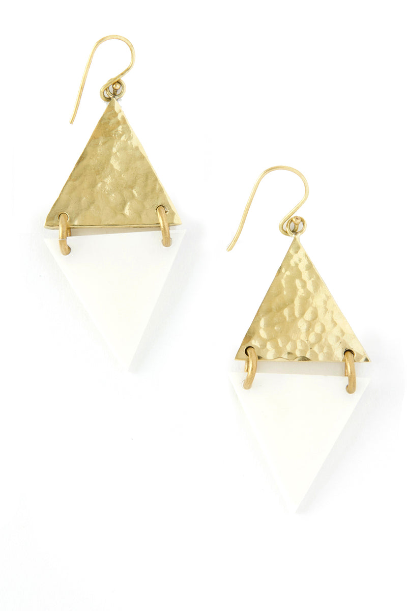 Kenyan Art Deco Bone and Brass Diamond Earrings 1 Kenyan Art Deco Bone and Brass Diamond Earrings