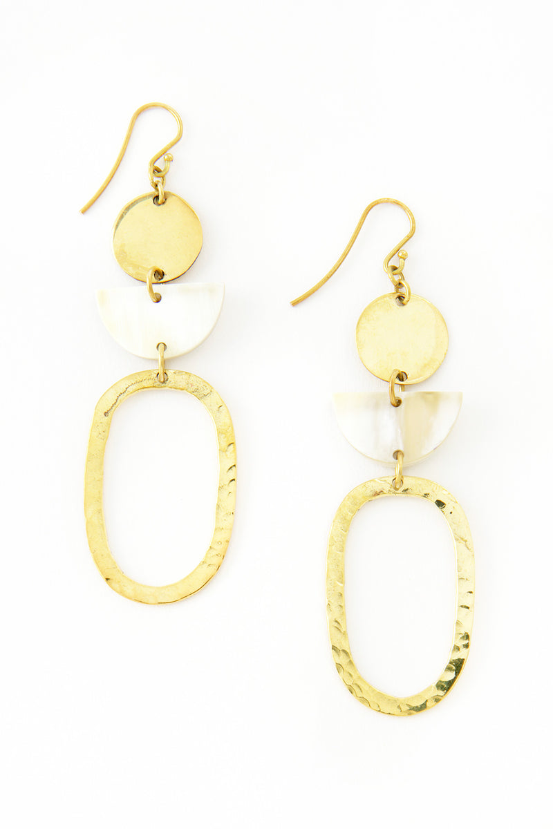 Kenyan Brass and Cow Horn Entente Earrings 1 Kenyan Brass and Cow Horn Entente Earrings