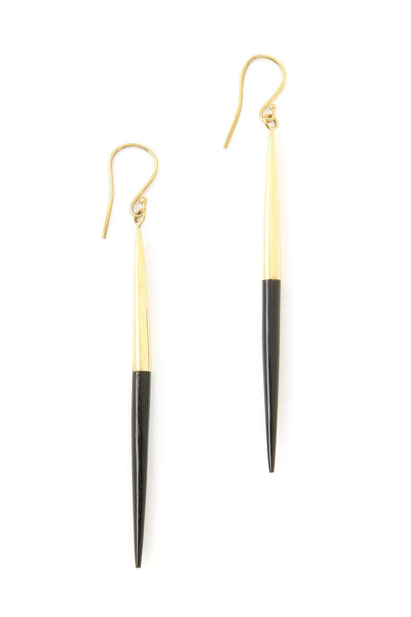 Kenyan Brass & Cow Horn Javelin Earrings 1 Kenyan Brass & Cow Horn Javelin Earrings