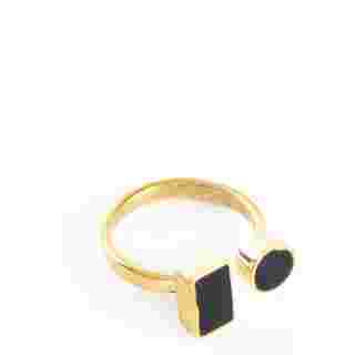 Kenyan Coexistence Ring in Brass and Dark Cow Horn