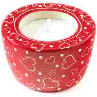 Much Love Red Soapstone Tea Light Candle Holder
