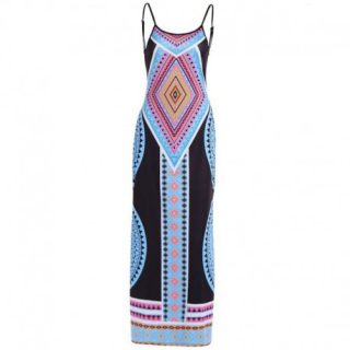 Multicolor blue dashiki dress