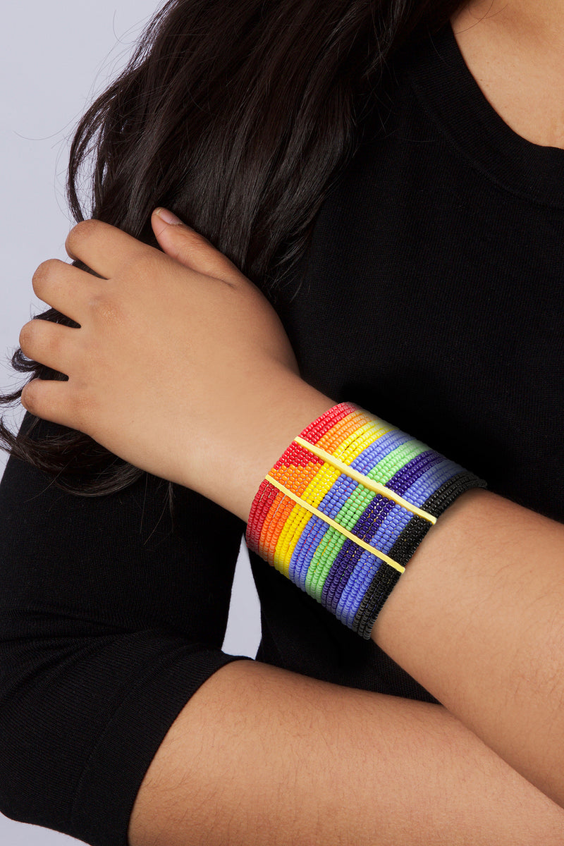 Pride & Joy Beaded Rainbow Cuff Bracelet 2 Pride & Joy Beaded Rainbow Cuff Bracelet