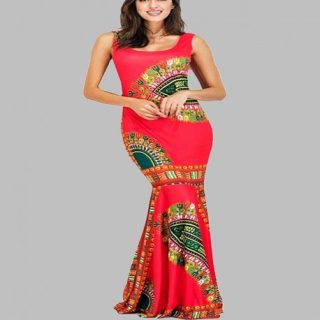 Red dashiki dress | African evening dress