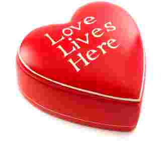 Red Love Lives Here Soapstone Heart Box
