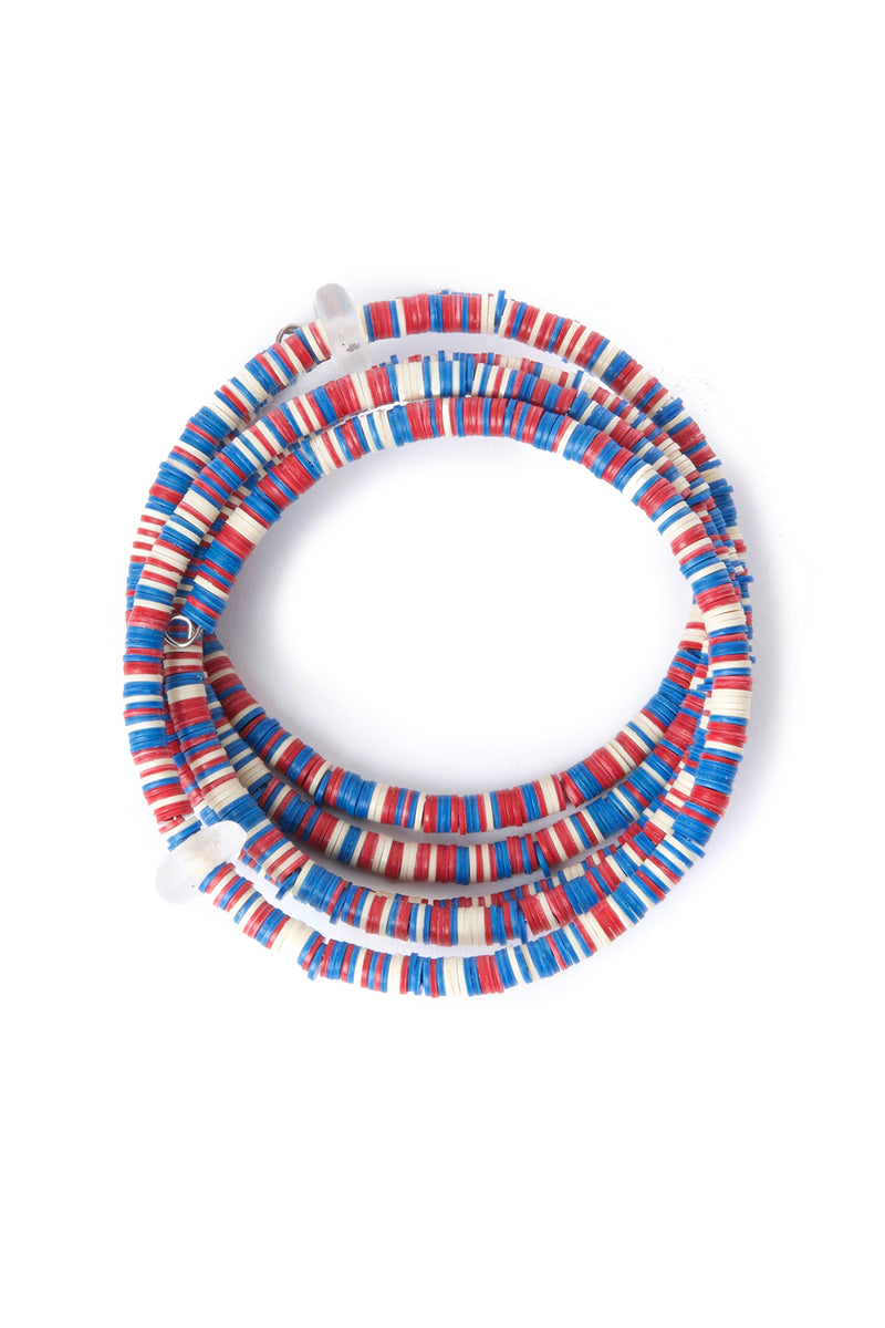 Red, White & Blue Phono Disc Coil Bracelet 1 Red, White & Blue Phono Disc Coil Bracelet