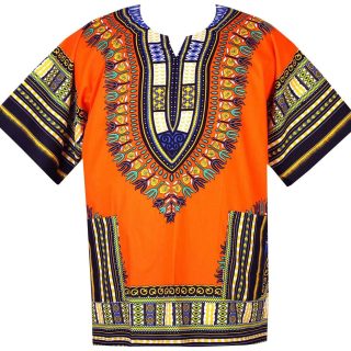 Men's African Traditional Printed Dashiki Luxury Hidden Button Short Sleeve Shirt