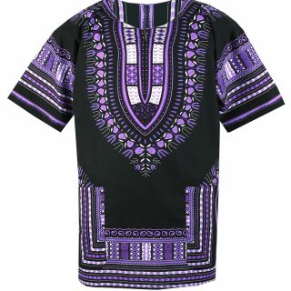Unisex Bright African Black Dashiki Cotton Shirt