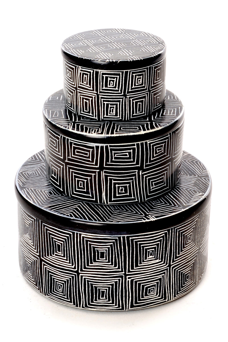 Segou Squares Mudcloth Soapstone Desktop Boxes 1 Segou Squares Mudcloth Soapstone Desktop Boxes