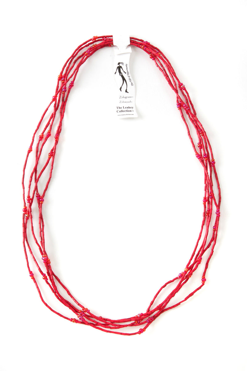 Set/5 Cherry Red 26" Zulugrass Single Strands from The Leakey Collection 2 Set/5 Cherry Red 26" Zulugrass Single Strands from The Leakey Collection
