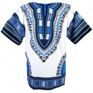 White and Blue Dashiki T-shirt
