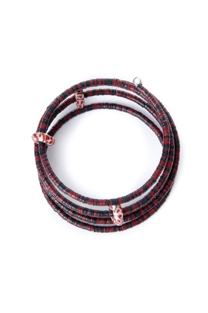 Tiger Phono Disc & Powder Glass Bead Coil Bracelet 1 Tiger Phono Disc & Powder Glass Bead Coil Bracelet